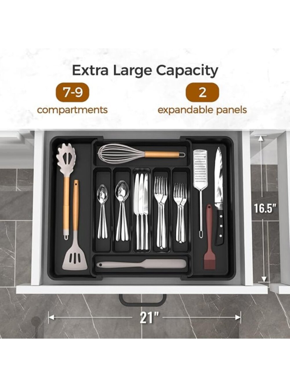 Ukeetap Expandable Silverware Organizer BPA Free Kitchen Drawer Tray